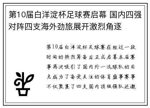 第10届白洋淀杯足球赛启幕 国内四强对阵四支海外劲旅展开激烈角逐