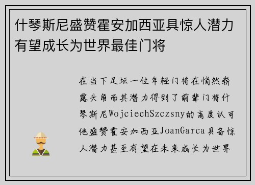 什琴斯尼盛赞霍安加西亚具惊人潜力有望成长为世界最佳门将